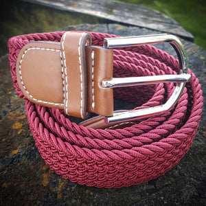 Stretch Woven Belt - Burgundy