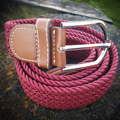 Stretch Woven Belt - Burgundy