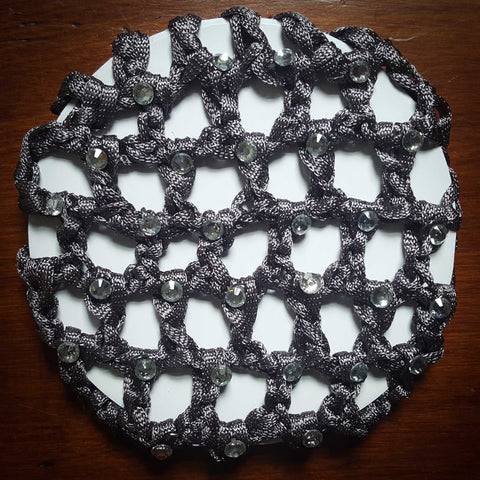 Grey Diamante Bun Net