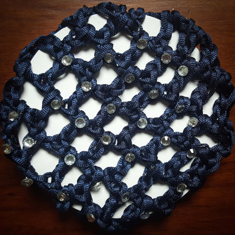 Navy Diamante Bun Net