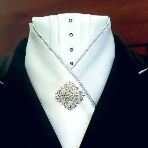 White Crossover Stock with Grey Crystals & Silver Piping