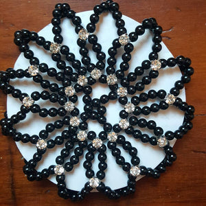 Black Faux Pearl & Diamante Bun Net