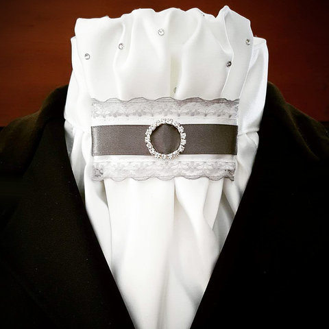 White Euro Stock with Grey Lace & Charcoal